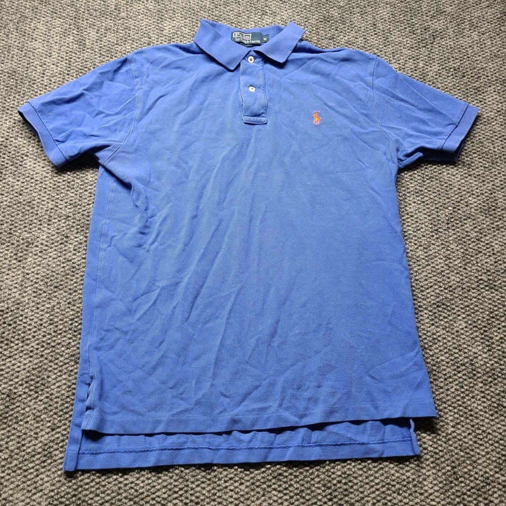 Polo Ralph Lauren Golf Polo Shirt Mens Medium Royal Blue Orange Pony Logo
